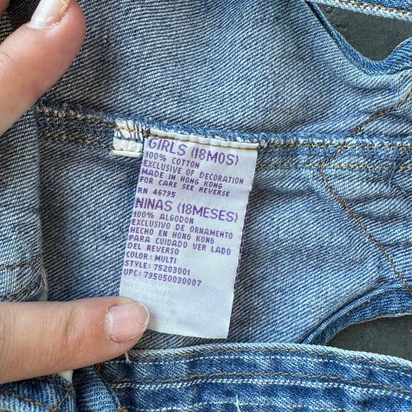 Vintage Y2K Disney Winnie the Pooh Blue Denim Overalls Jumpsuit Baby Girl 18 Mos - Picture 3 of 7